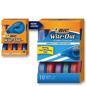 BIC Wite-Out EZ Correction Tape, White, 10-Count